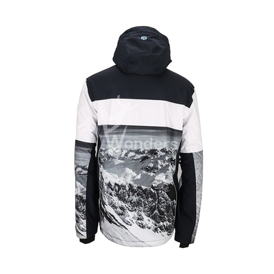 Men's Waterproof Sublimation Print Snowbard Sports Ski Jackets Fix Hood